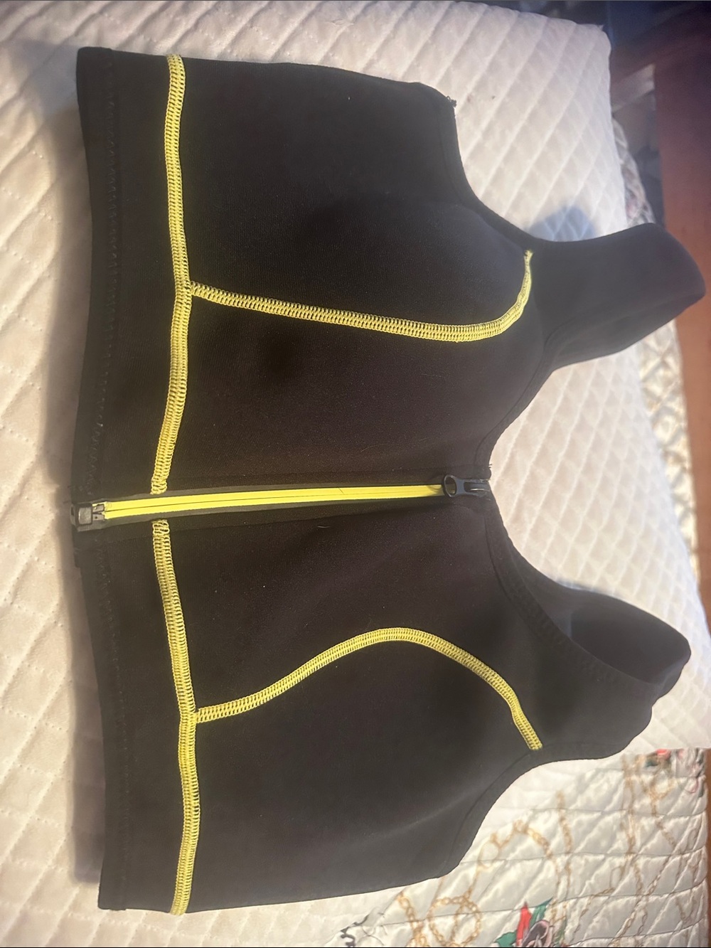 Black and Yellow Zip-Front Women's Swim Bikini Top